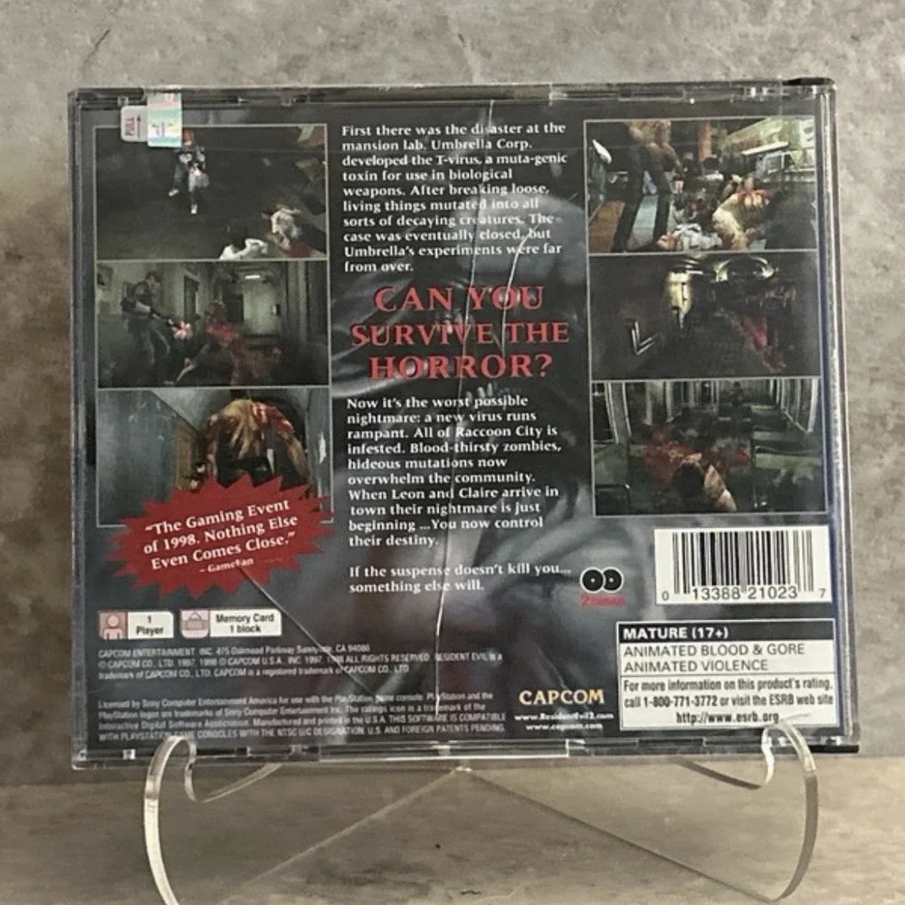 Resident Evil 2 Sweepstakes PS1 PlayStation 1 Black Label No Manual Case Damage